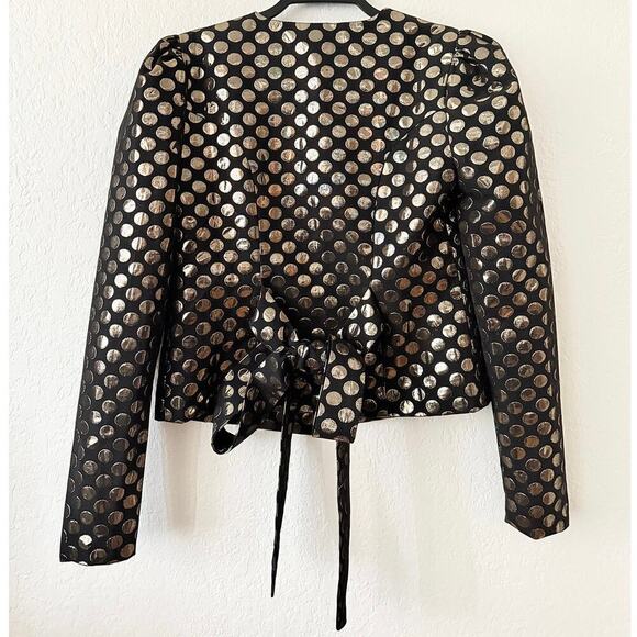 Lovers + Friends Pauline Jacket Cropped Black Metallic Gold Polka Dots Going Out - Picture 6 of 14